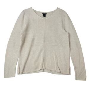 VTG REI Minimalist Natural Outdoors Cream Cotton Camping Sweater Comfort sz M